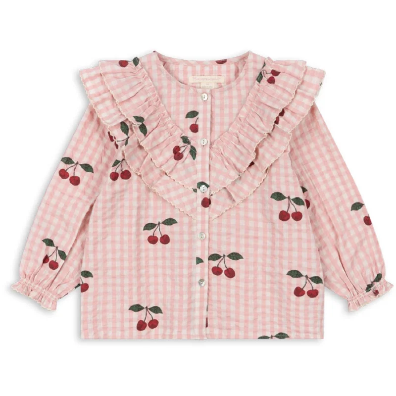 Casual ShirtsKonges Sløjd Cherry Check Kim Frill Blouse Gots