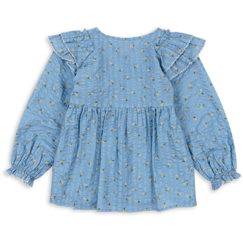 Peplum ShirtsKonges Sløjd Carlie Blue Kim Frill Blouse Gots