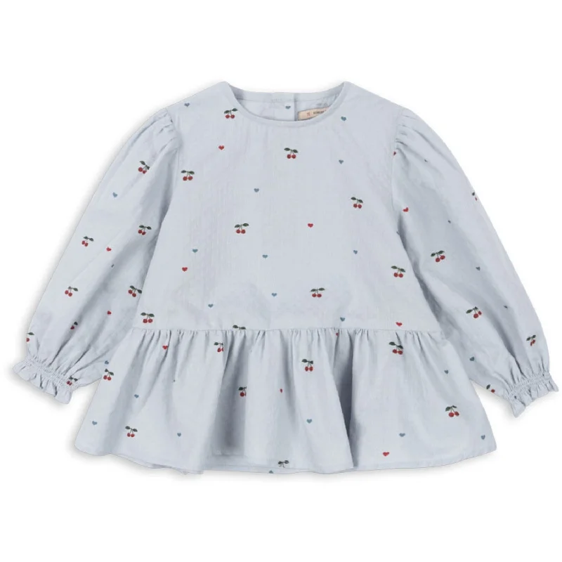 Button-Down ShirtsKonges Sløjd Cherry Blue Coeur Evia Blouse Gots