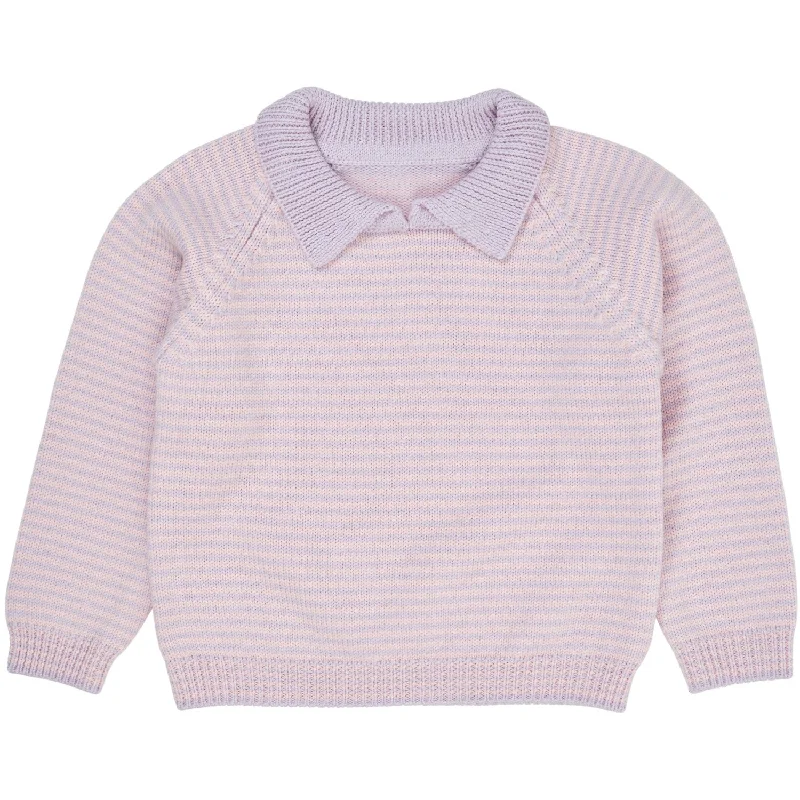 High-Fashion ShirtsCOPENHAGEN COLORS Lavender/Soft Pink Stripe Merino Striped Blouse W. Collar