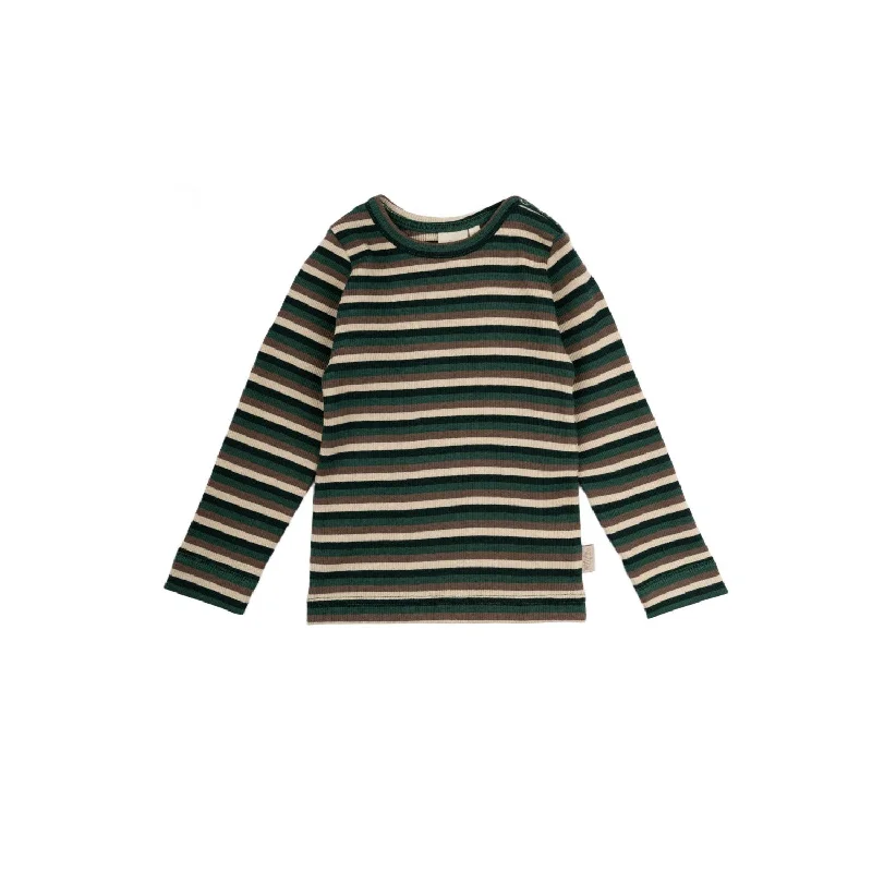 Sheer ShirtsPetit Piao Emerald Green Multi Stripe Blouse Modal Multi Striped