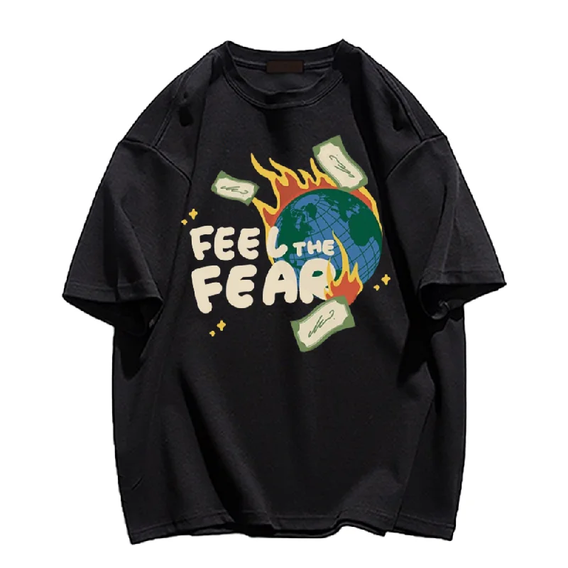 🌍Earth Feel Fear T-ShirtBoat Neck T-Shirts