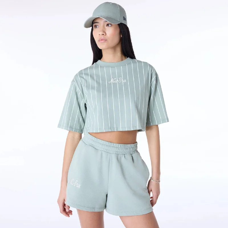 Womens New Era Pinstripe Pastel Green T-ShirtFormal T-Shirts