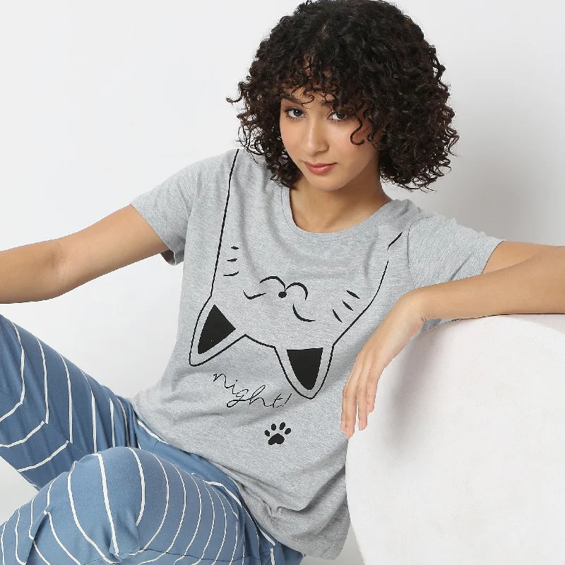 Cat Printed Lounge T-ShirtRunning T-Shirts