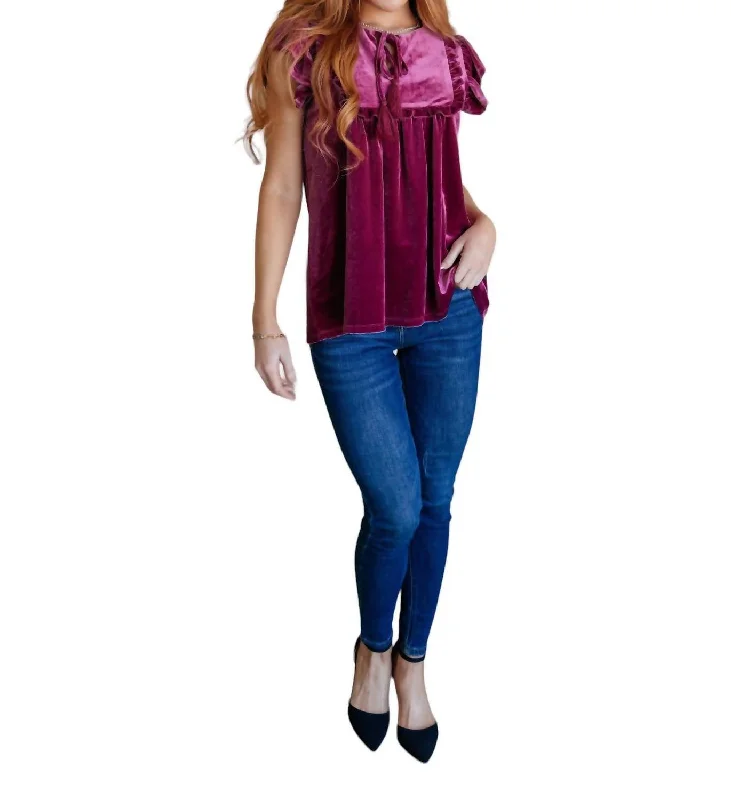 Velveteen Queen Blouse In MagentaLogo T-Shirts