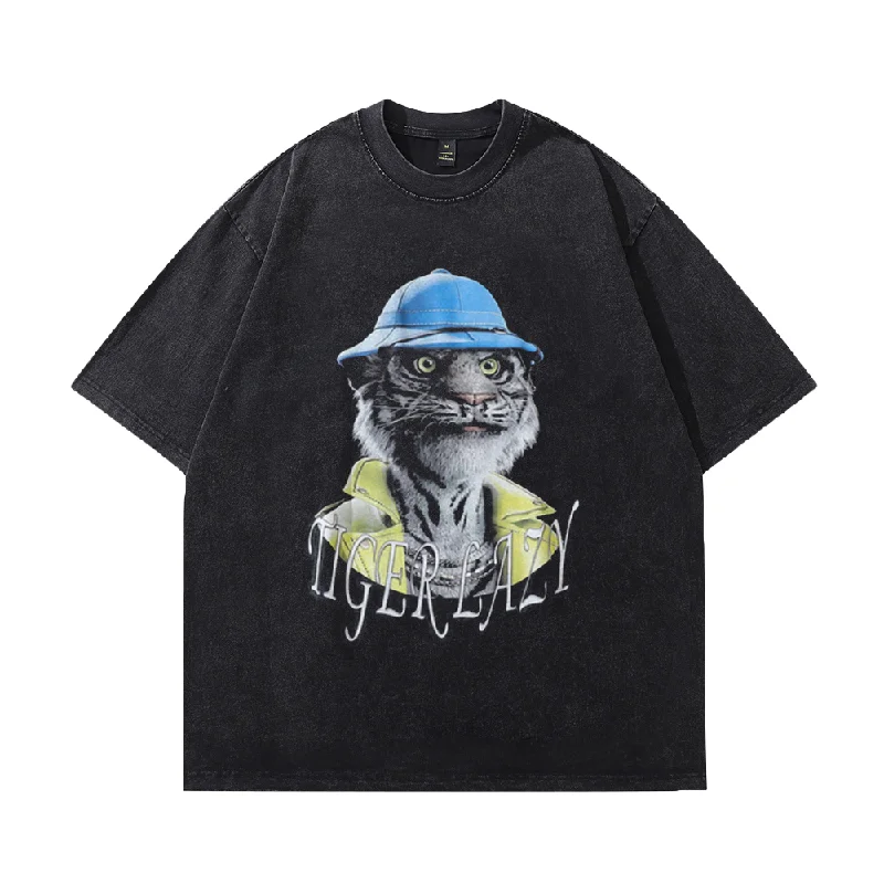 Gangster Tiger Washed T-ShirtLuxury T-Shirts