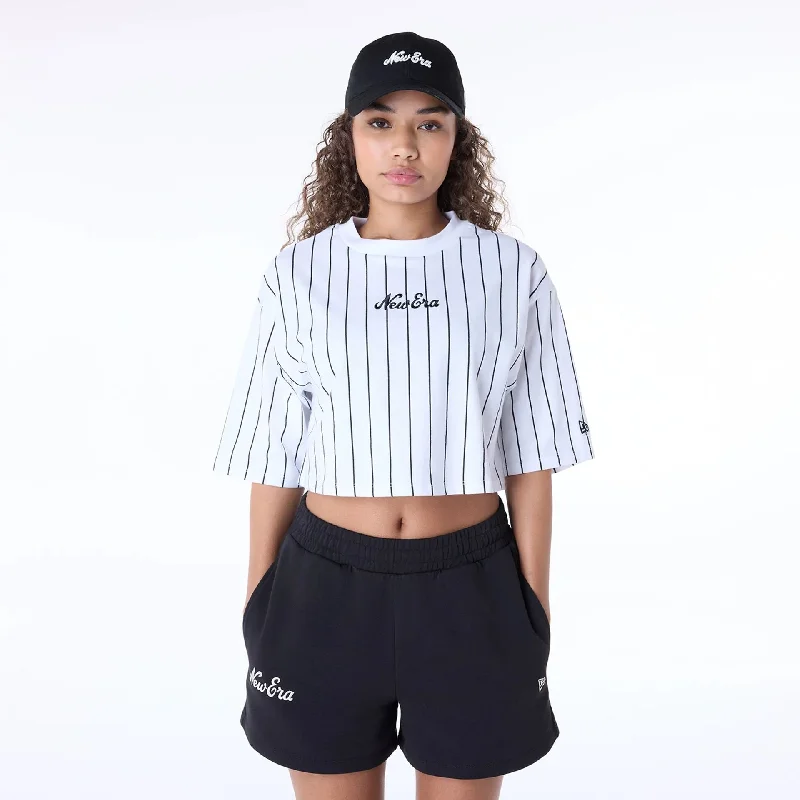 Womens New Era Pinstripe White T-ShirtCasual T-Shirts