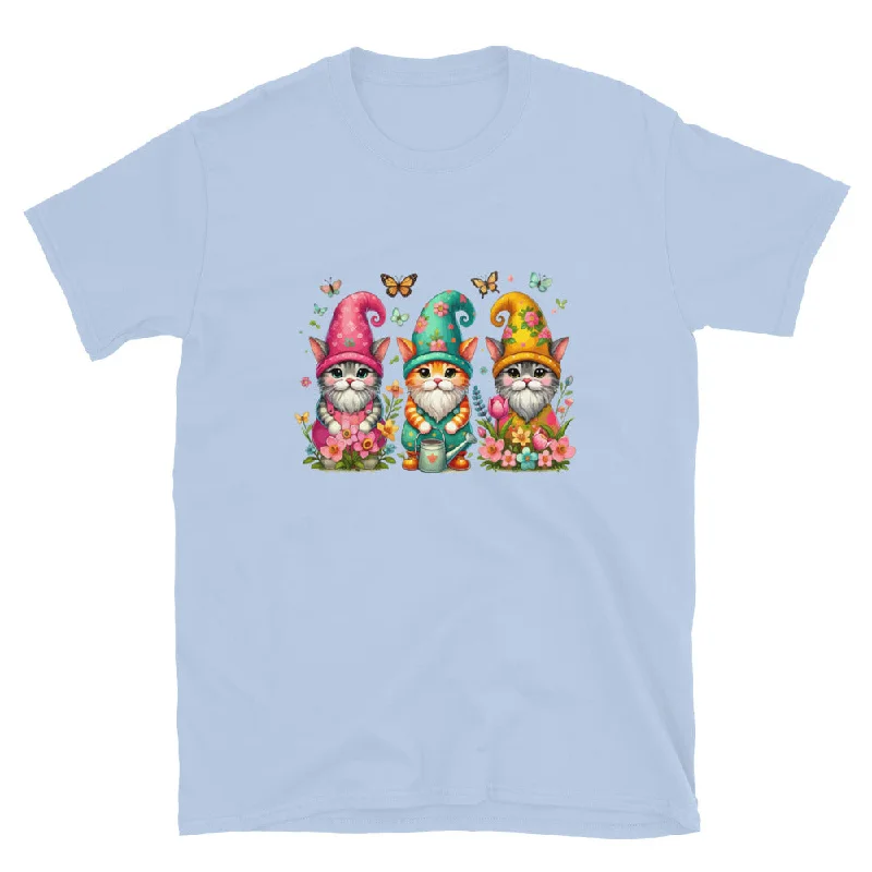 Kitty Cat Springtime Gnomes T-ShirtDistressed T-Shirts