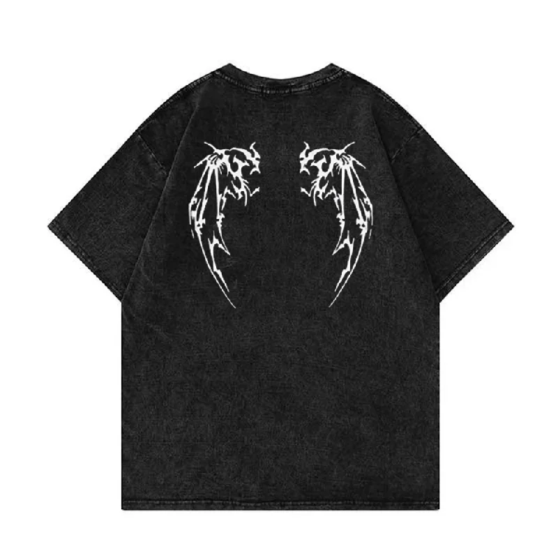 High Street Wings Print Washed T-ShirtHooded T-Shirts