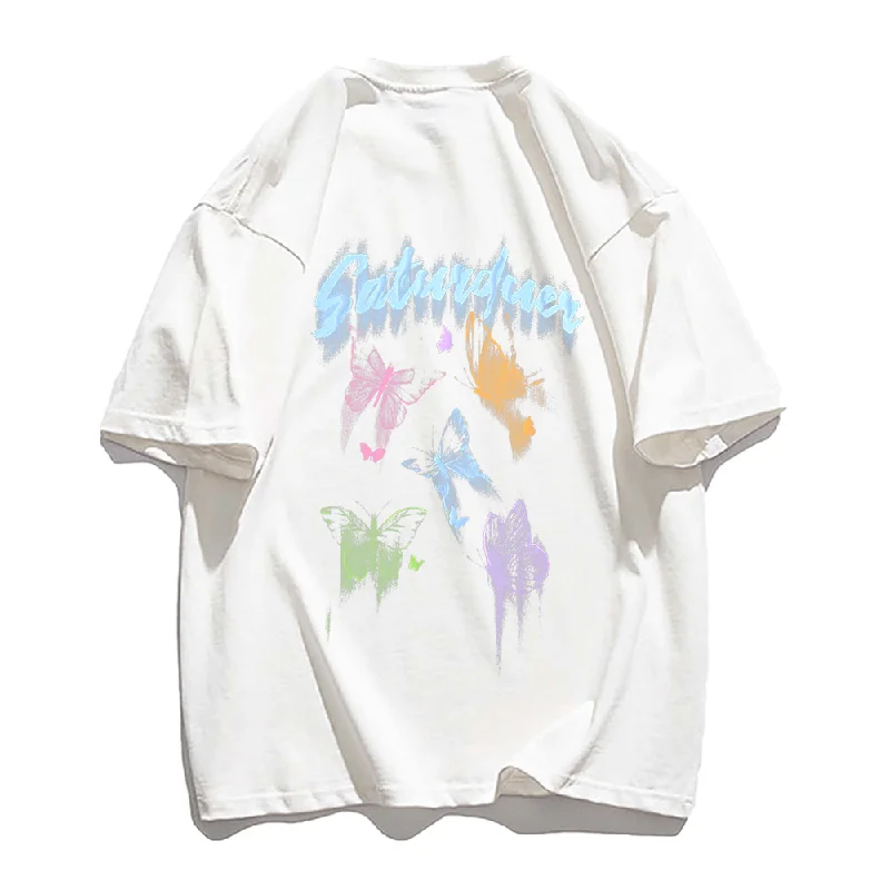 Casual Colorful Butterfly T-shirtTasseled T-Shirts