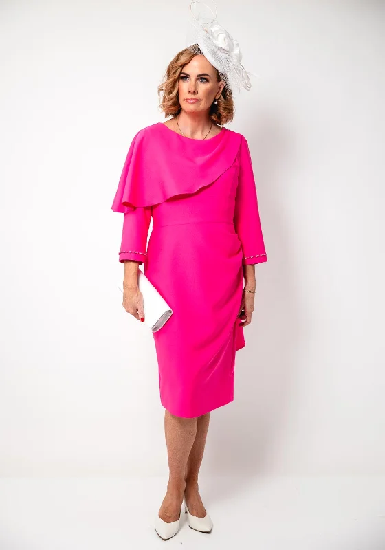 Lizabella Draped Embellished Pencil Dress, Hot Pink