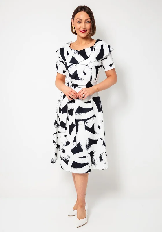 Coco Doll Gia Nala Abstract Print Dress, Black and White