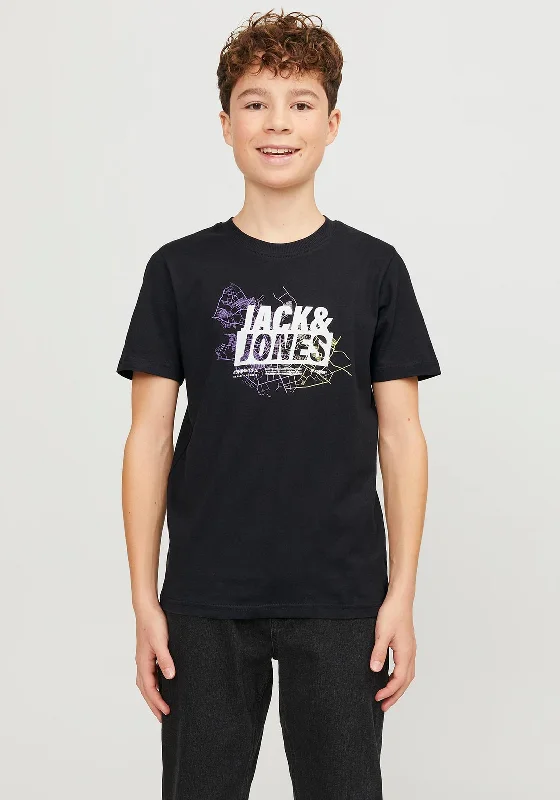 Cycling Short Sleeve TopsJack & Jones Boys Map Logo Short Sleeve Tee, Black