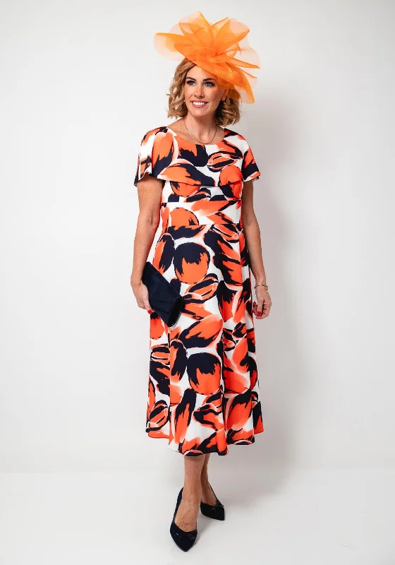 Lizabella Printed A-Line Midi Dress, Orange Multi