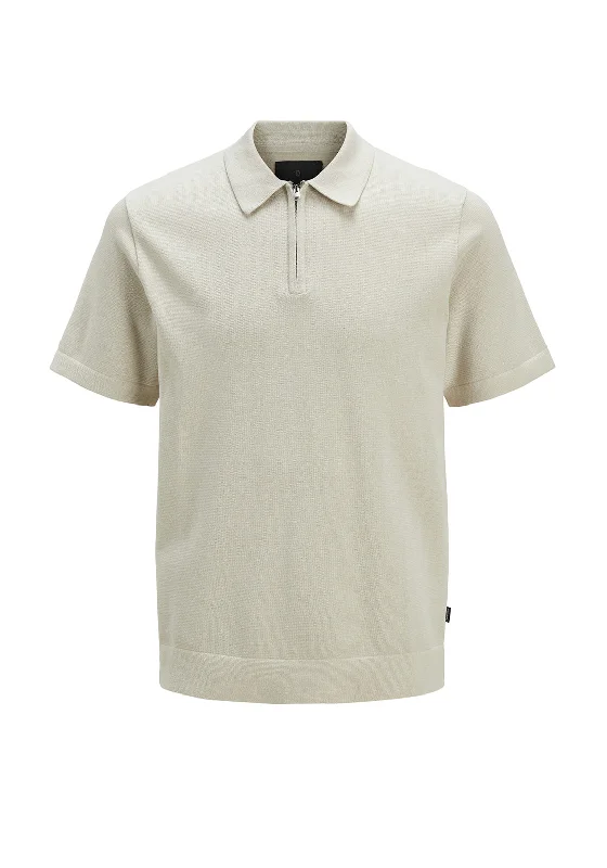 Jack & Jones Boy Blamilano Knit Polo, Silver LiningBand collar polo shirt