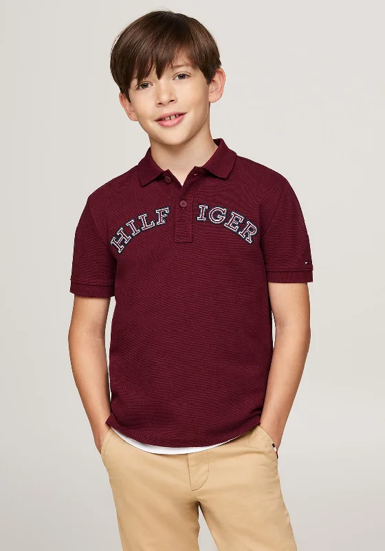 Off-Shoulder Short Sleeve TopsTommy Hilfiger Boy Monotype Short Sleeve Polo, Deep Rouge