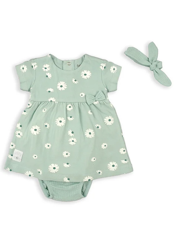 Babybol Baby Girl Daisy Dress Set, Green