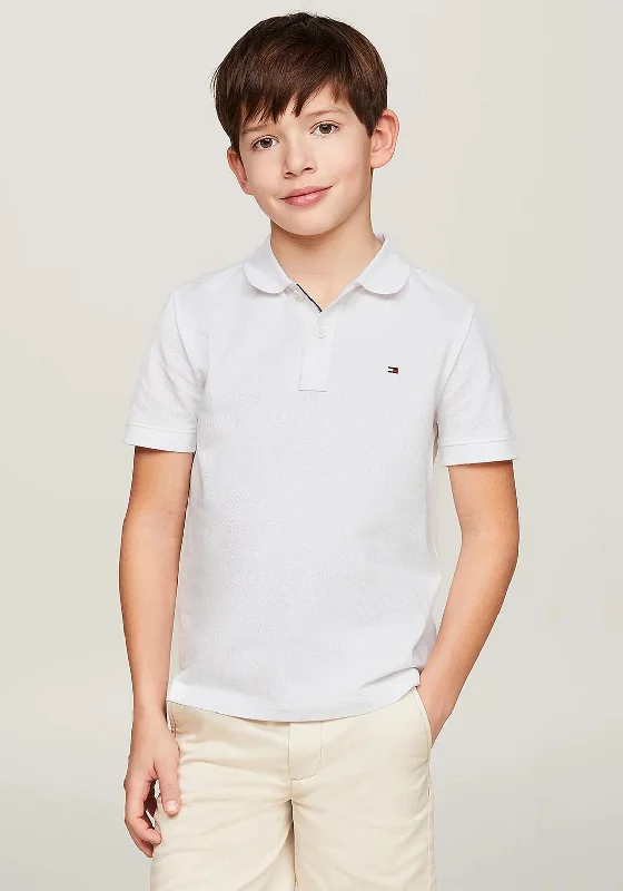 Striped Short Sleeve TopsTommy Hilfiger Boy Essential Flag Short Sleeve Polo, White