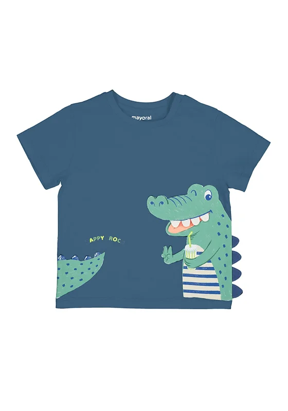 Organic Cotton Short Sleeve TopsMayoral Baby Boy Happy Croco Short Sleeve Tee, Navy