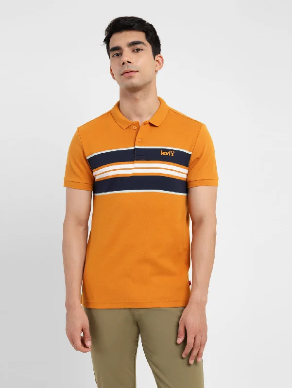 Men's Striped Polo Collar T-ShirtHeated polo shirt