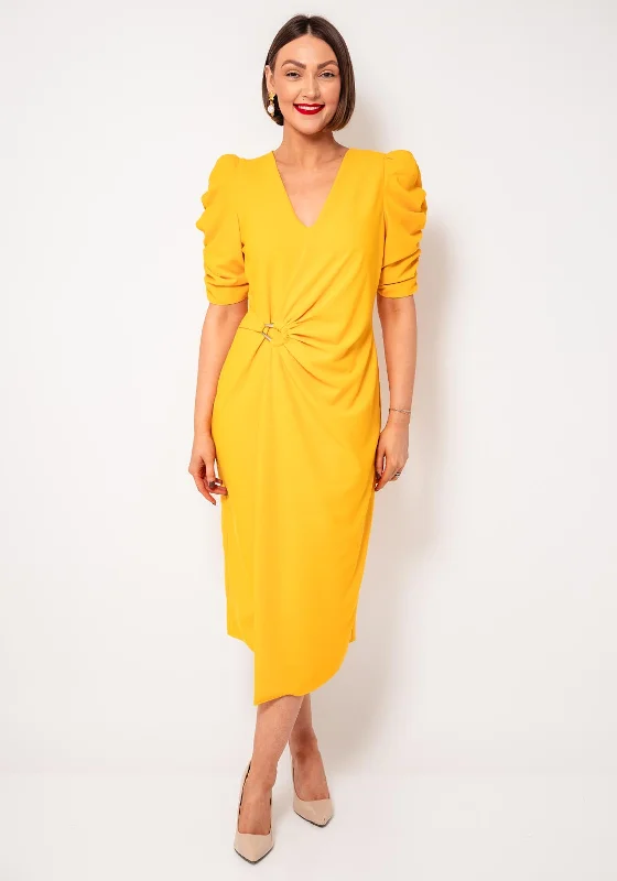 Casting Wrap Panel Pencil Dress, Orange