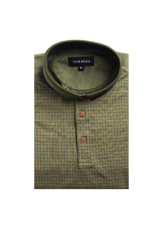 Tom Penn Pattern Polo Shirt, GreenBranded polo shirt