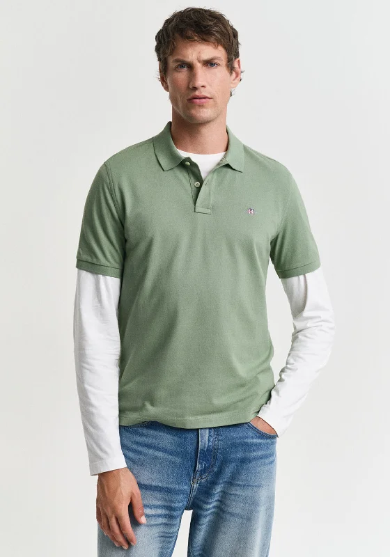 Gant Shield Pique Polo Shirt, Kalamata GreenCustom polo shirt