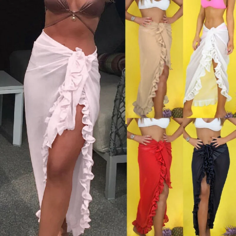 2019 Women Bikini Cover Up Swimwear Summer Beach Wear Off Shoulder Blouse Dress beach cover up robe de plage playa beachwear