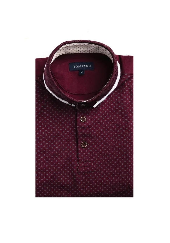 Tom Penn Pattern Polo Shirt, BurgundyMinimalist polo shirt