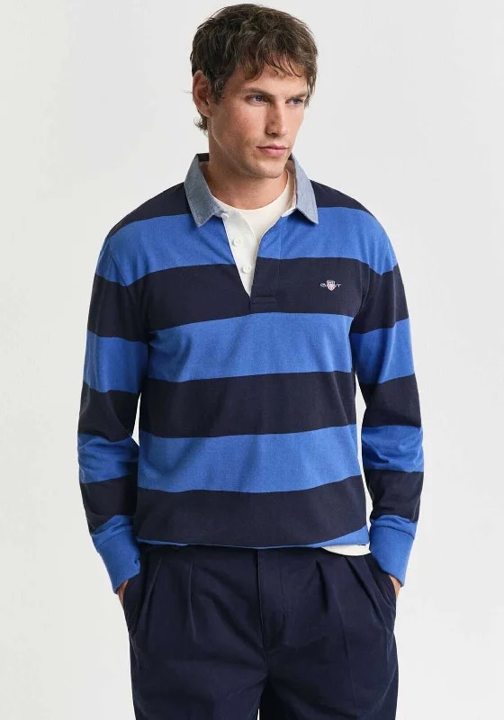 Gant Chambray Heavy Rugger Barstripe Polo Shirt, Rich BlueRecycled polo shirt