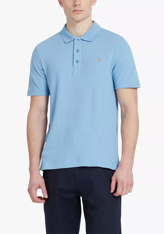 Farah Forster Textured Polo Shirt, Powder BlueZip-up polo shirt