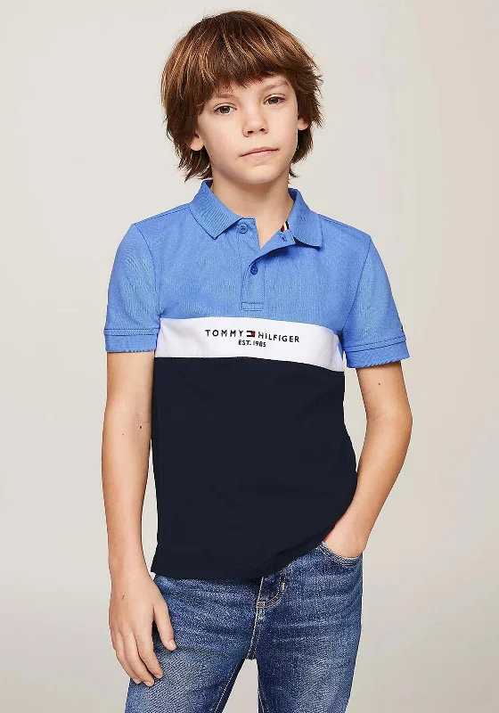 Fitted Short Sleeve TopsTommy Hilfiger Boy Colour Block Short Sleeve Polo, Blue Spell