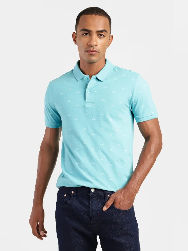 Men's Geometric Print Polo T-shirtWool polo shirt