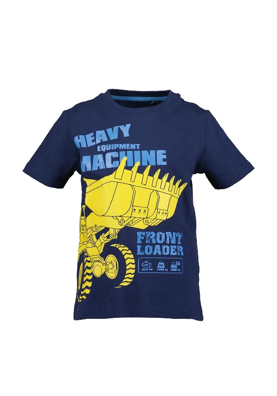 Punk Short Sleeve TopsBlue Seven Boy Heavy Equipment Short Sleeve Tee, Navy