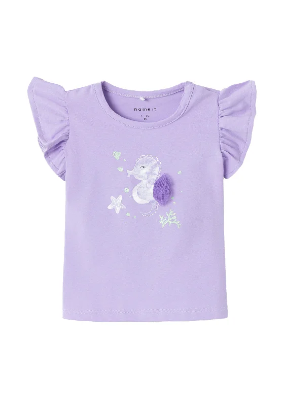 Branded Short Sleeve TopsName It Baby Girl Jussa Short Sleeve Top, Purple Rose