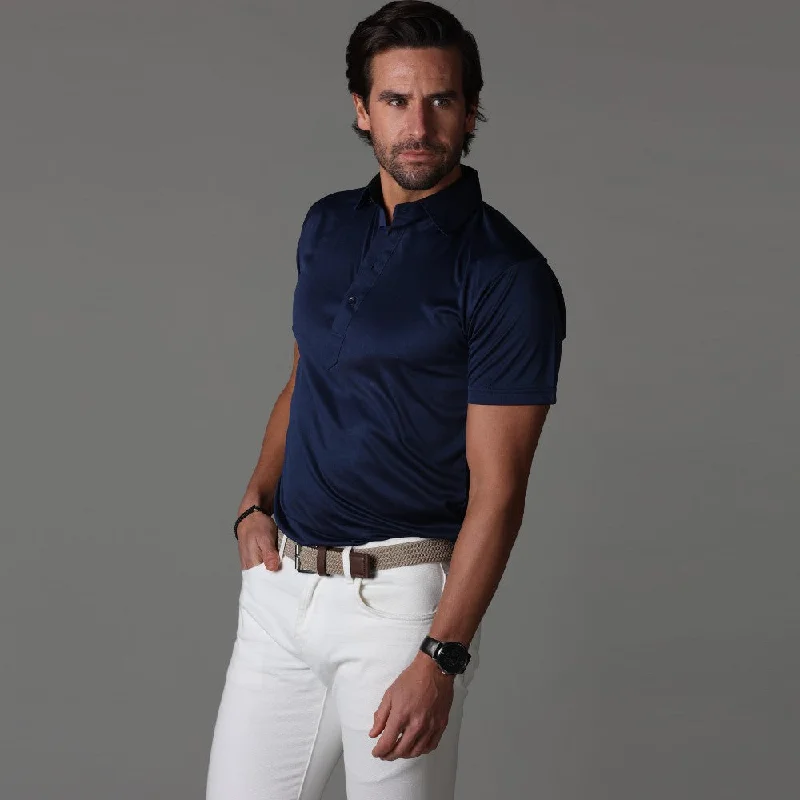 Semi-Spread Collar Polo NavyGradient polo shirt