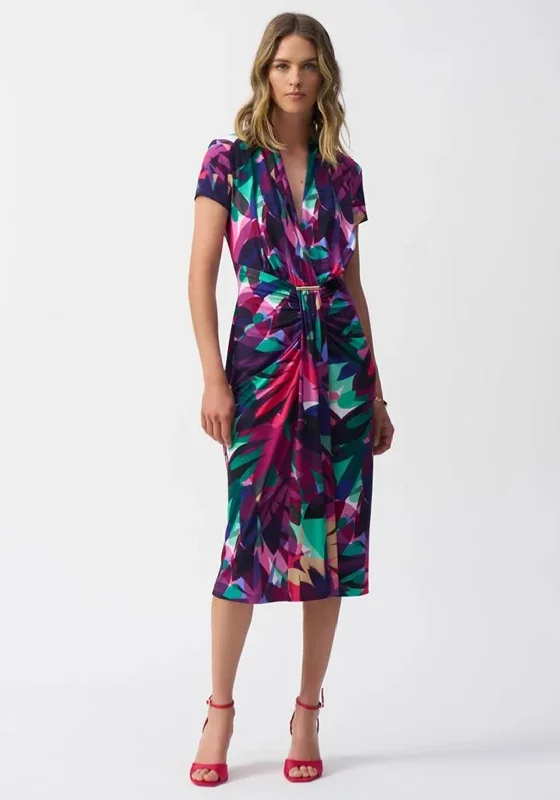 Joseph Ribkoff Tropical Print Midi Dress, Purple Multi