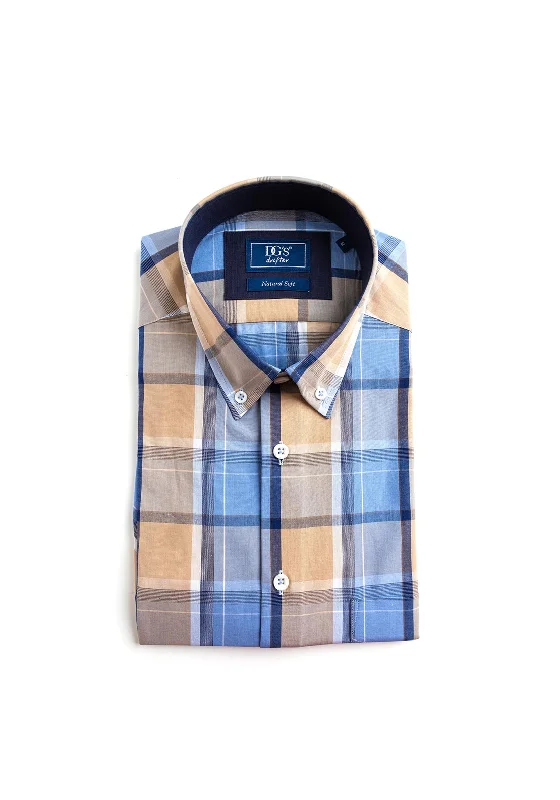 Sheer Short Sleeve TopsDaniel Grahame Plaid Short Sleeve Shirt, Brown & Blue