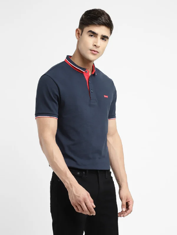 Men's Solid Polo Navy T-shirtSilk polo shirt