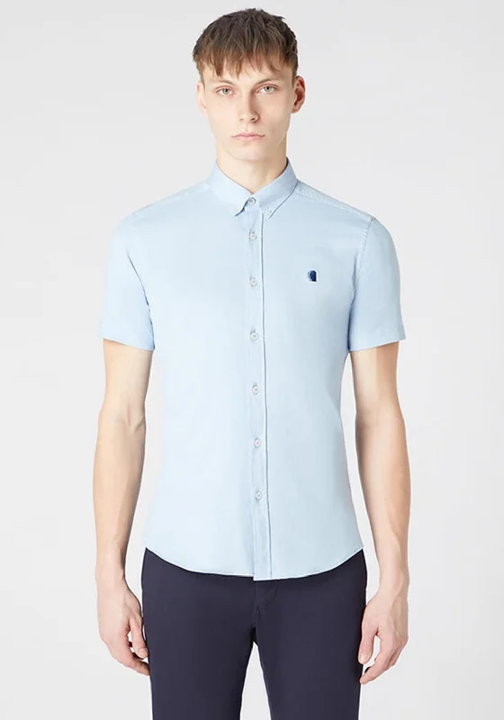 Silk Short Sleeve TopsRemus Uomo Ashton Short Sleeve Shirt, Sky Blue