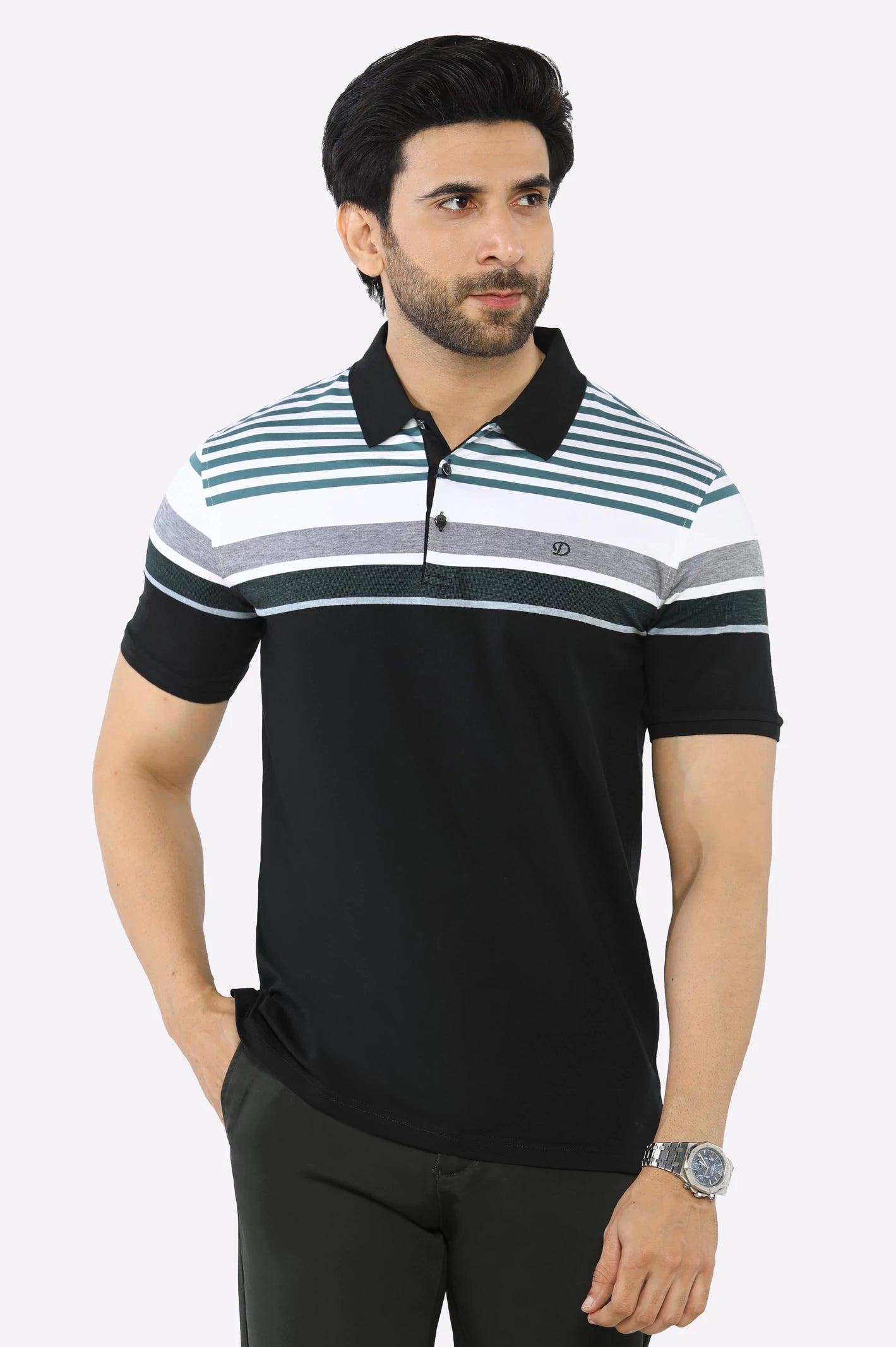 Green Yarn Dyed PoloTravel polo shirt