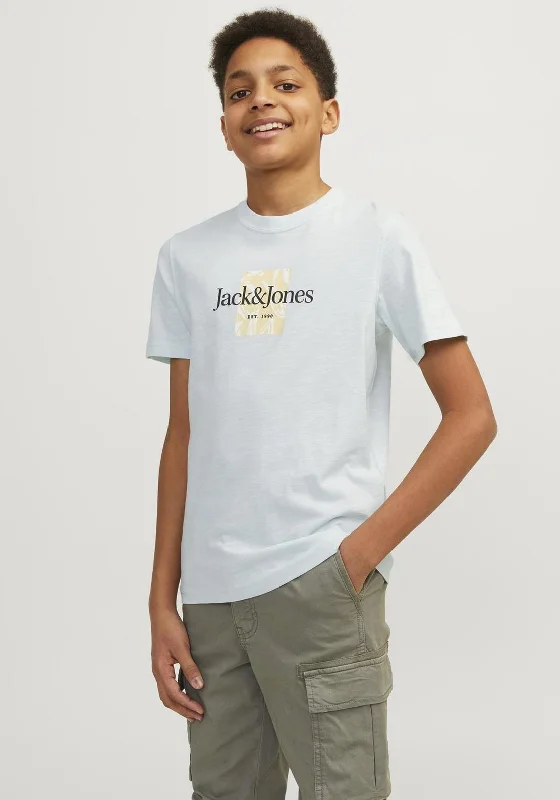 Streetwear Short Sleeve TopsJack & Jones Boys Short Sleeve Branding Tee, Skylight