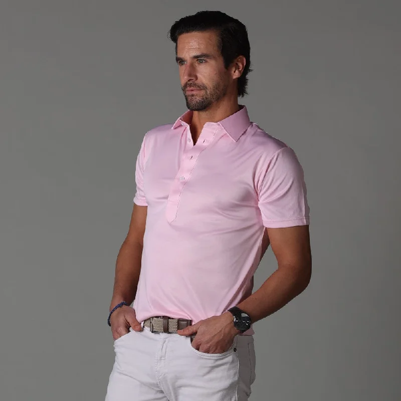 Semi-Spread Collar Polo PinkPolka dot polo shirt