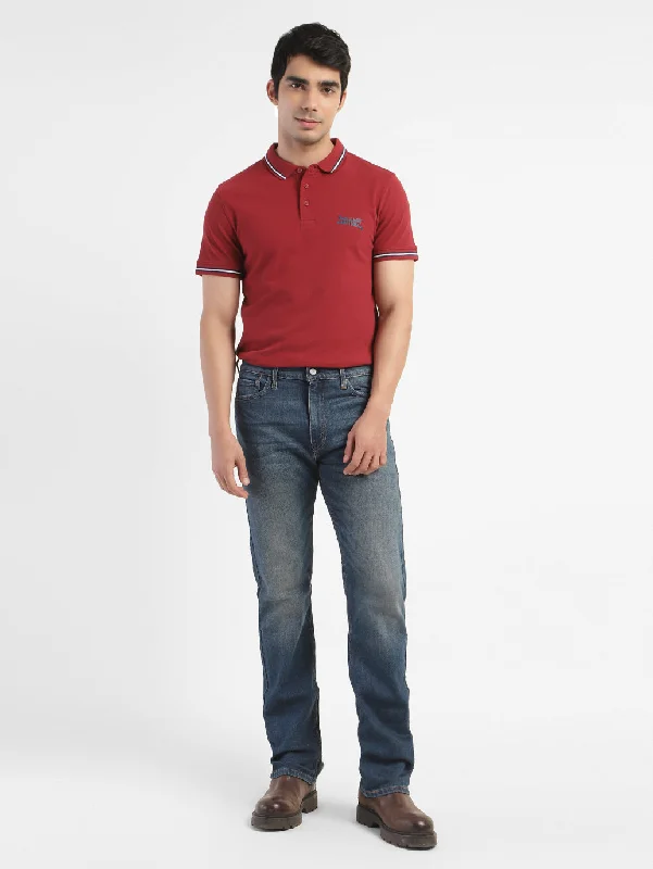 Men's Solid Polo T-shirt RedLinen polo shirt