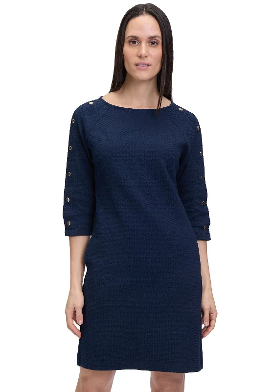 Betty Barclay Waffle Buttoned Dress, Navy