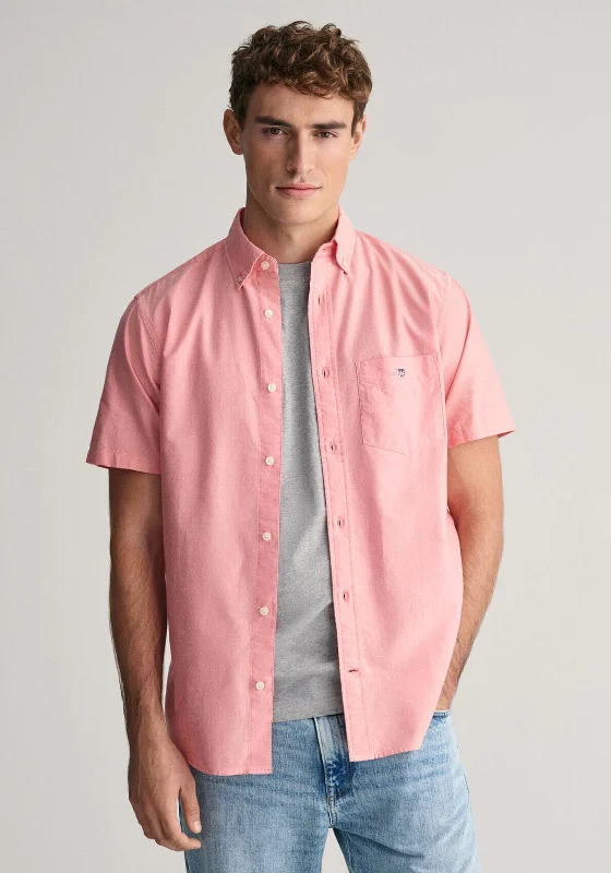 Cropped Short Sleeve TopsGant Oxford Short Sleeve Shirt, Sunset Pink