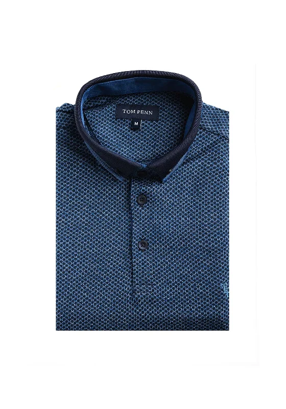 Tom Penn Spot Detail Polo Shirt, Dark BlueLogo polo shirt