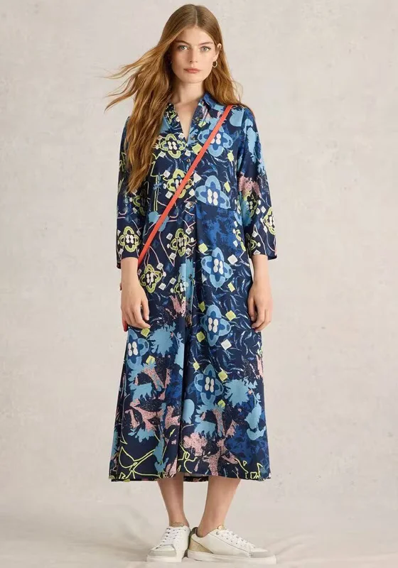 White Stuff Rua Floral Midi Dress, Blue Print