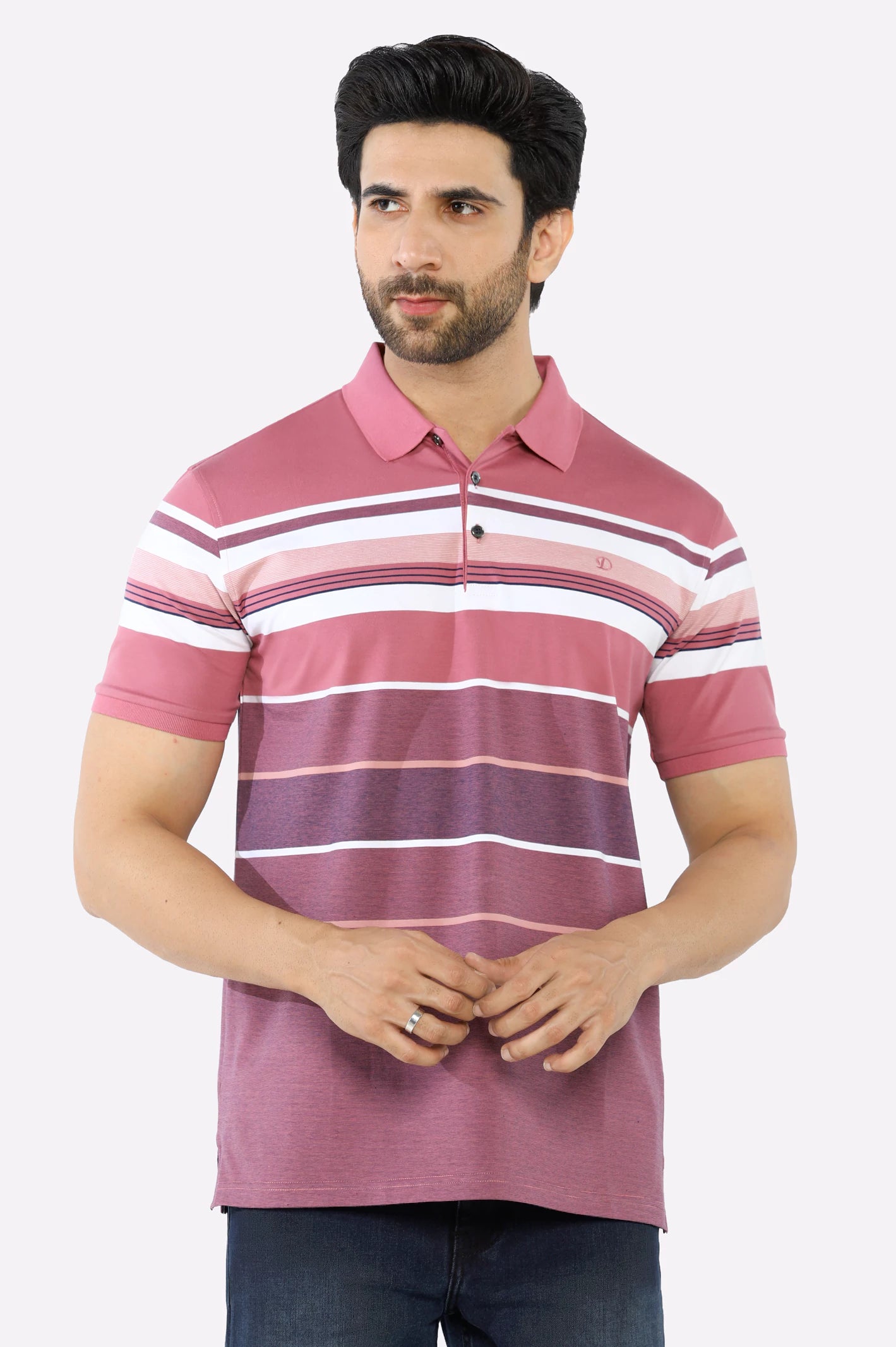 Pink Yarn Dyed PoloThermal polo shirt