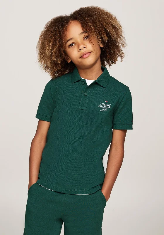 Boat Neck Short Sleeve TopsTommy Hilfiger Boy Logo Short Sleeve Polo, Ornamental Green